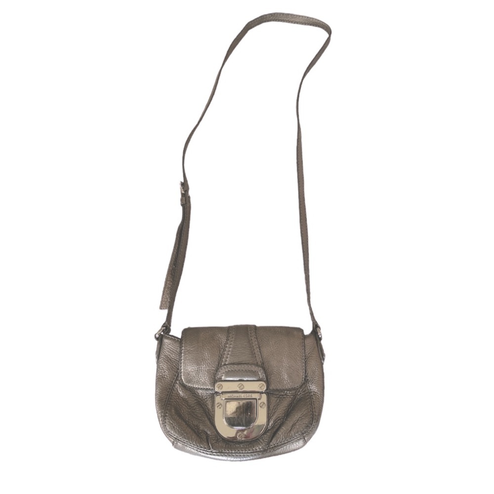 Michael Kors Brigette Pebbled Leather Mini Crossbody, Metallic Gold - Picture 1 of 9
